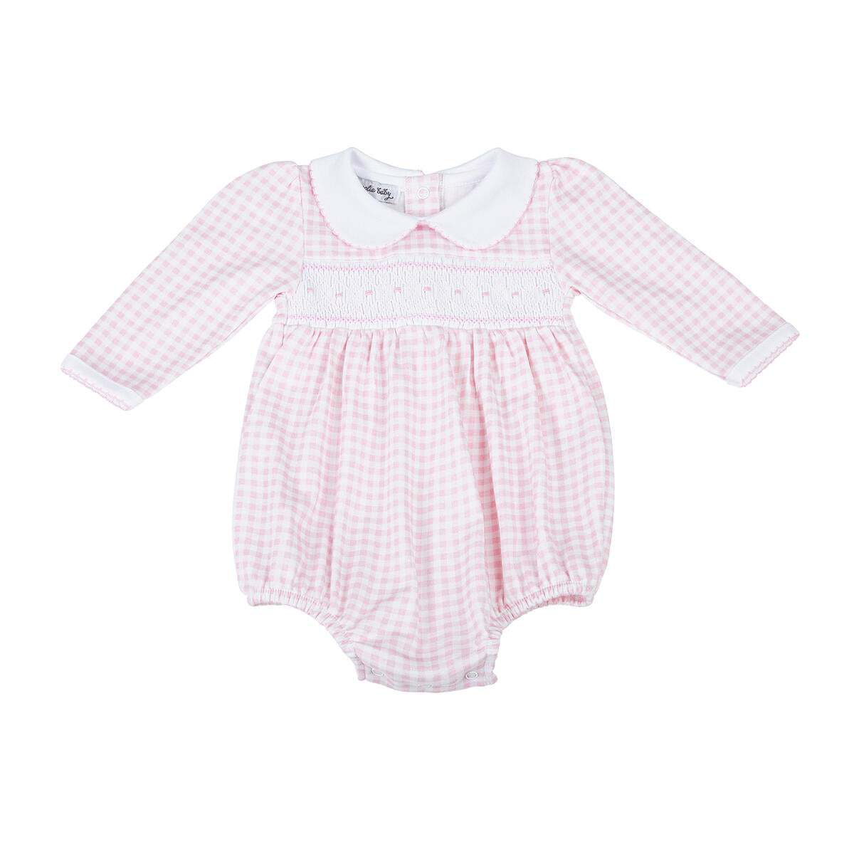 Mini Checks Smocked Bubble - Pink