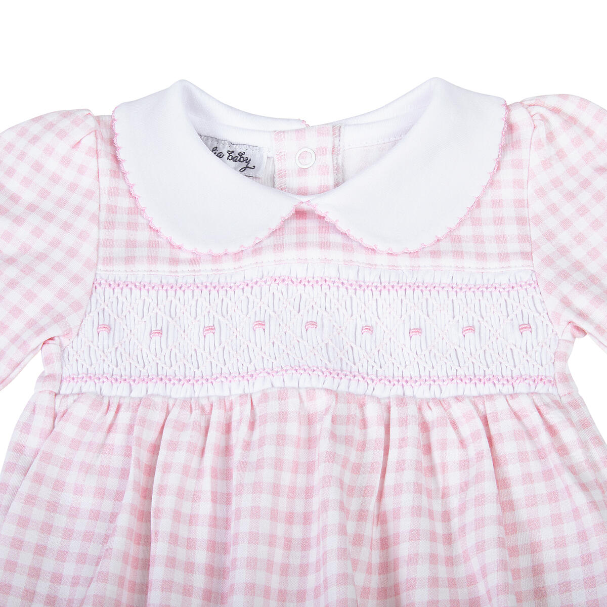 Mini Checks Smocked Bubble - Pink