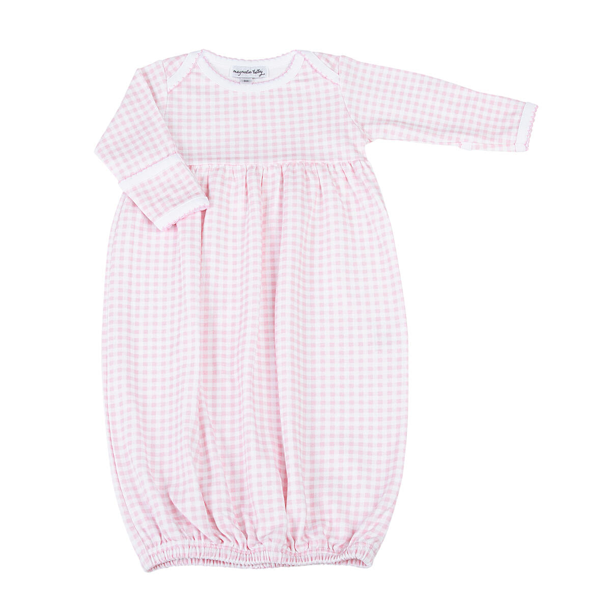 Mini Checks Gathered Gown - Pink