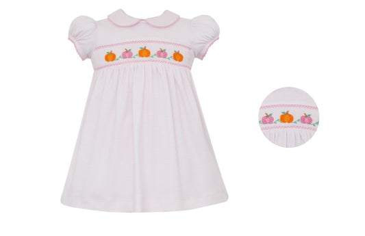 Pink Check Smocked Pumpkin Knit Dress