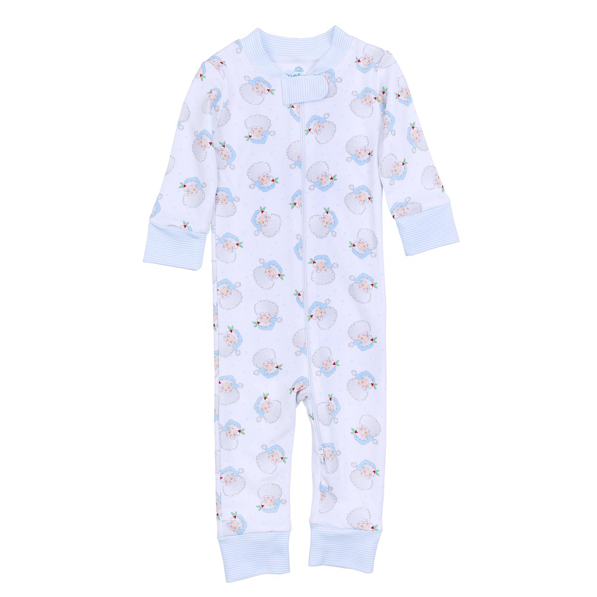 Santa Baby Zip Pajamas - Light Blue