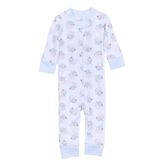 Santa Baby Zip Pajamas - Light Blue
