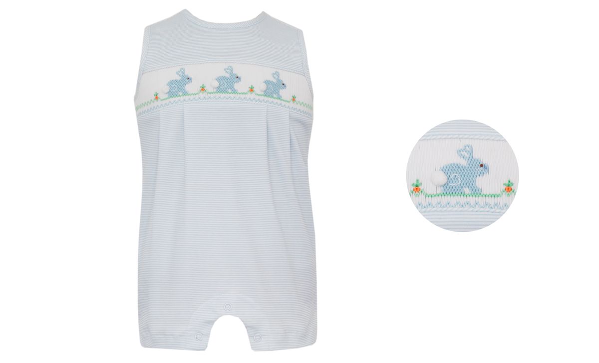BUNNY BOY´S - Lt.blue knit stripe boy's jon jon