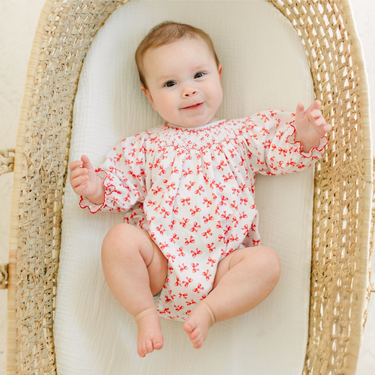 Scarlett Bows Bishop Long Sleeve Bubble - Red