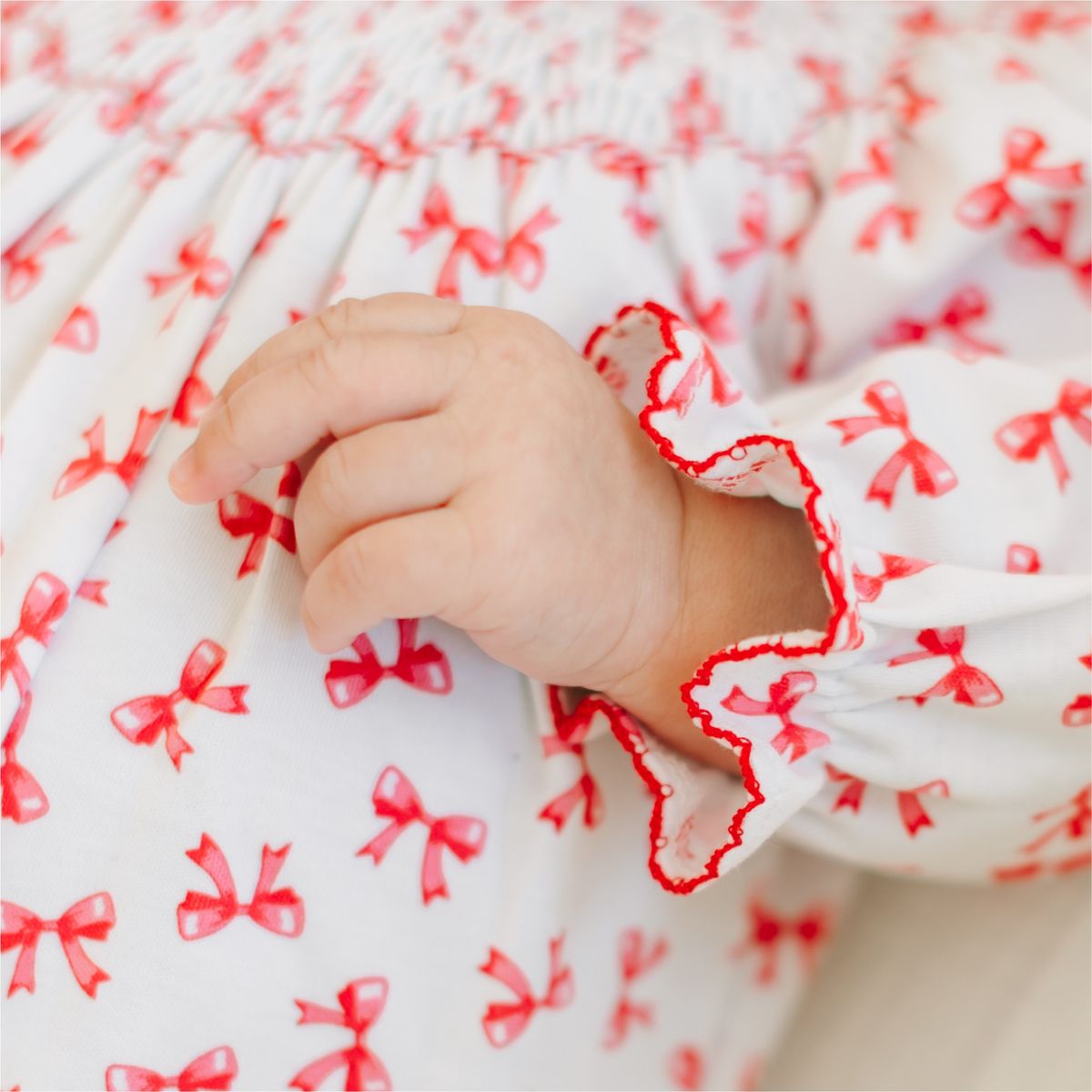 Scarlett Bows Bishop Long Sleeve Bubble - Red