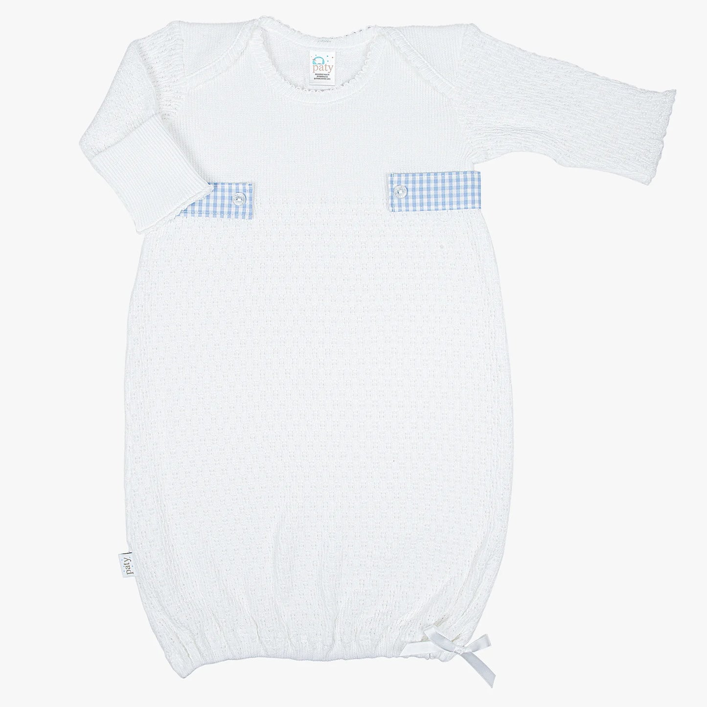 Lap-Shoulder Gown w/ Blue Gingham Side Tab