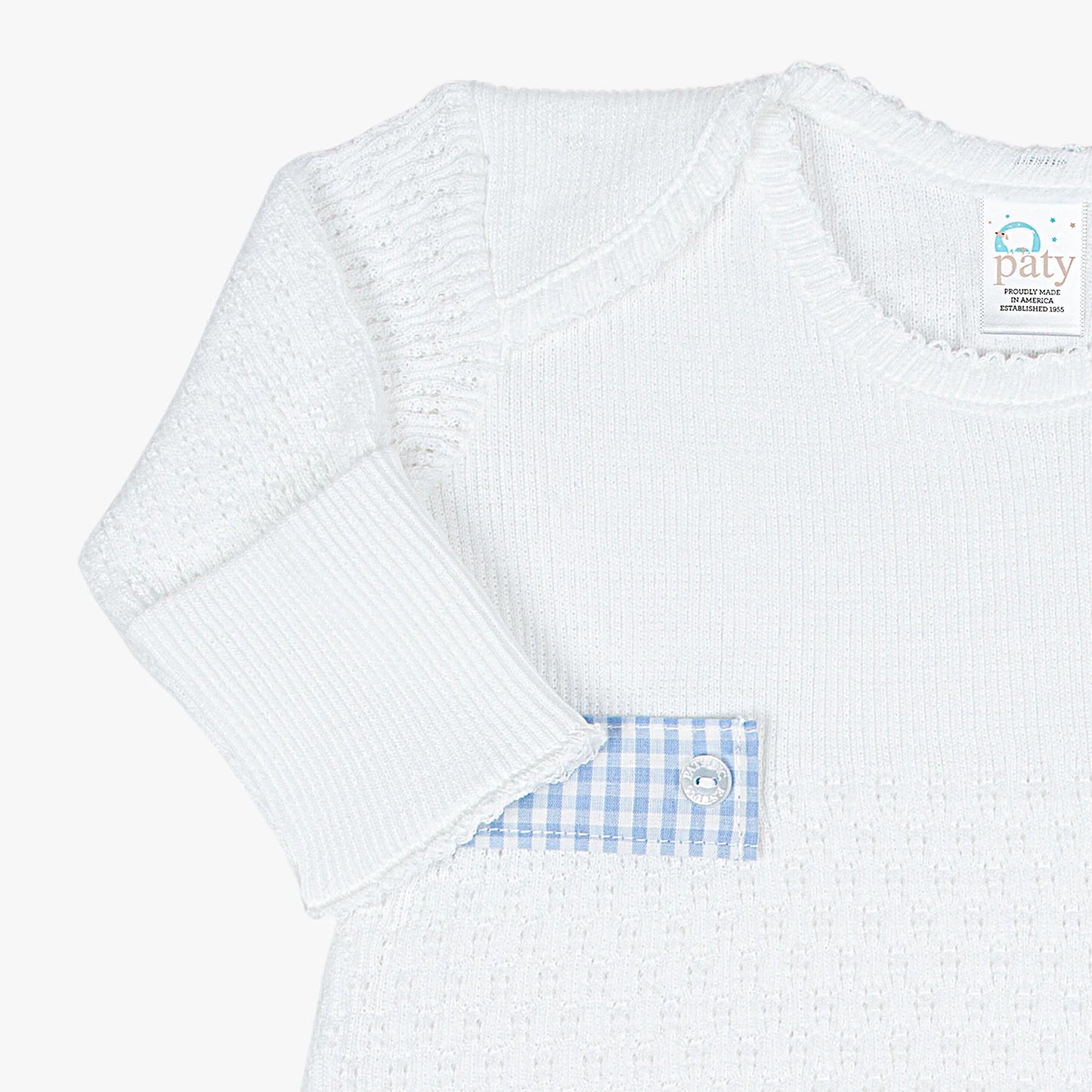 Lap-Shoulder Gown w/ Blue Gingham Side Tab