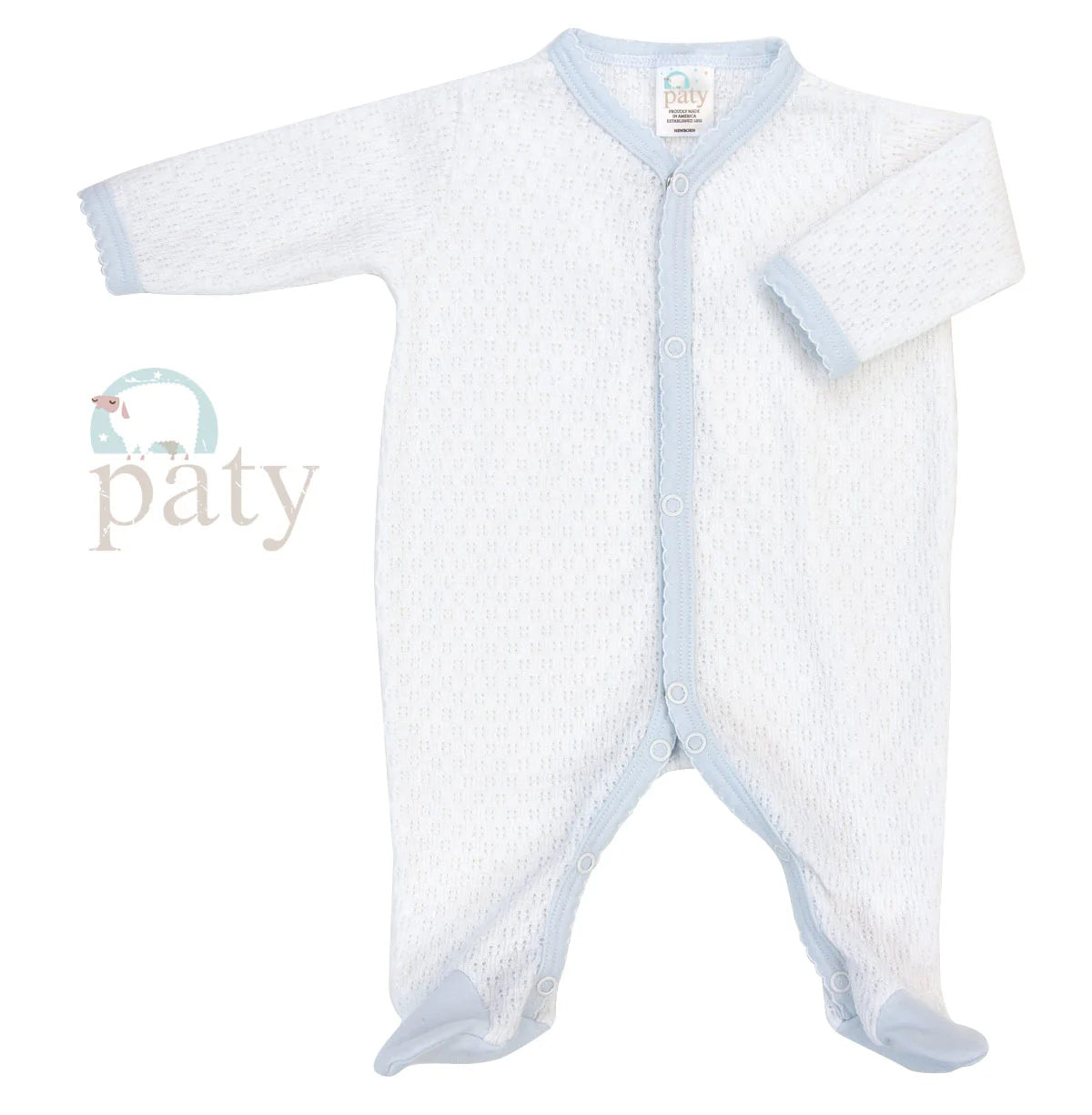 White Footie w/ Blue Trim