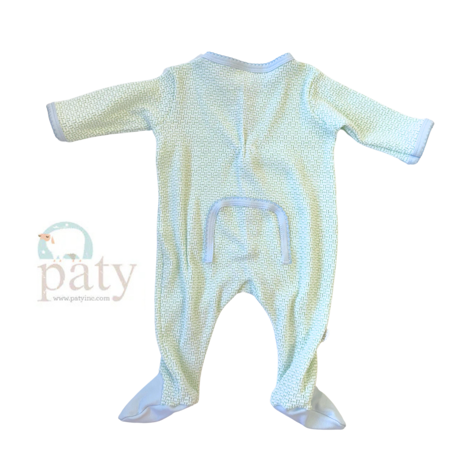 Footie w/ Drop Seat in Mint/Blue