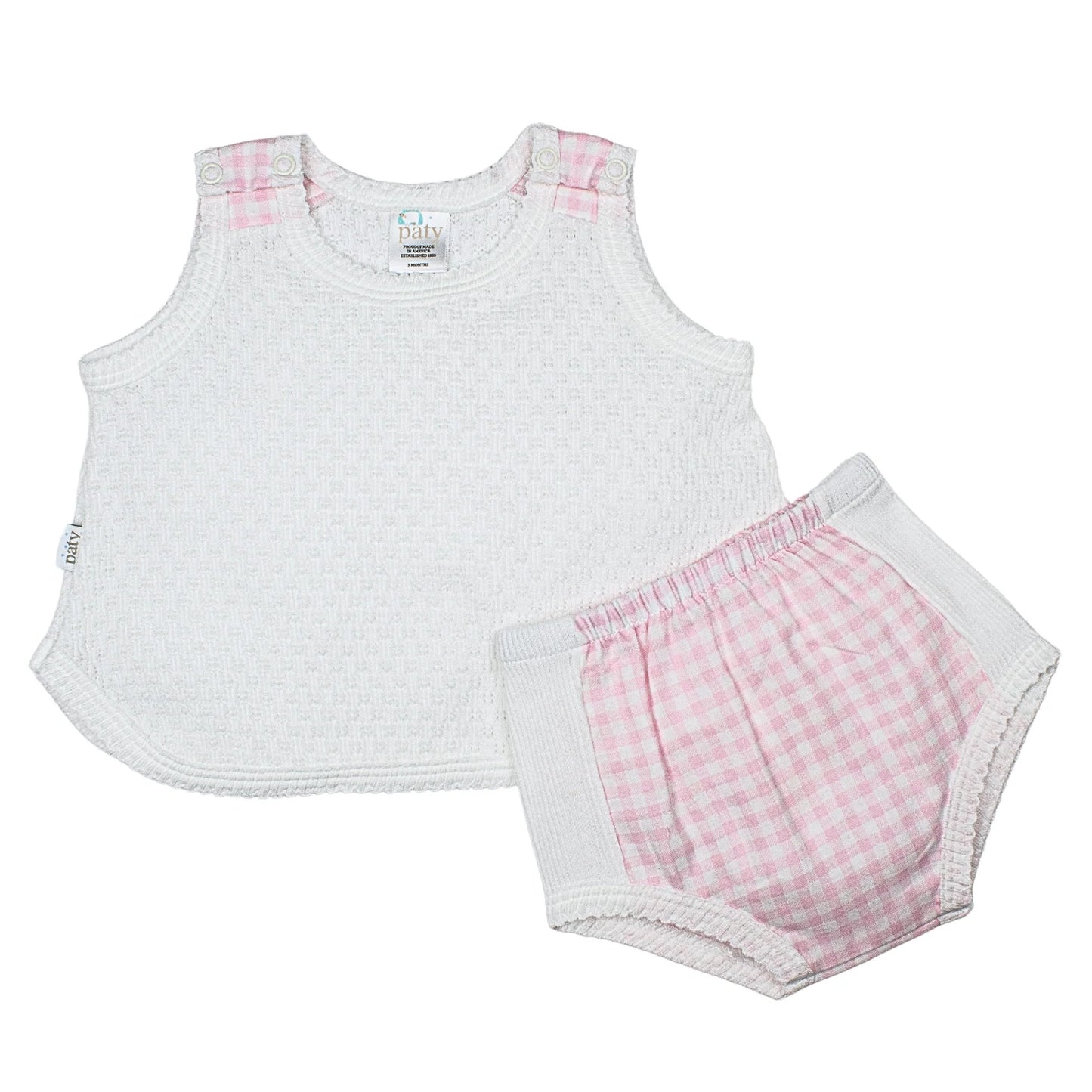 Pink Check Sleeveless Set