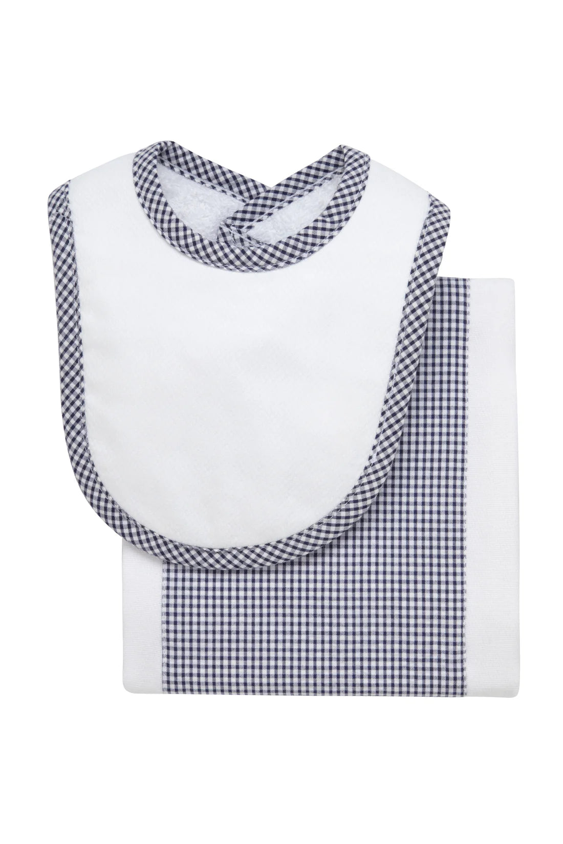 Drooler Bib & Burp Set - Navy Check