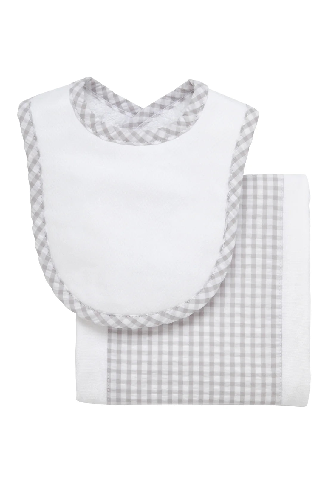 Drooler Bib & Burp Set - Gray Check