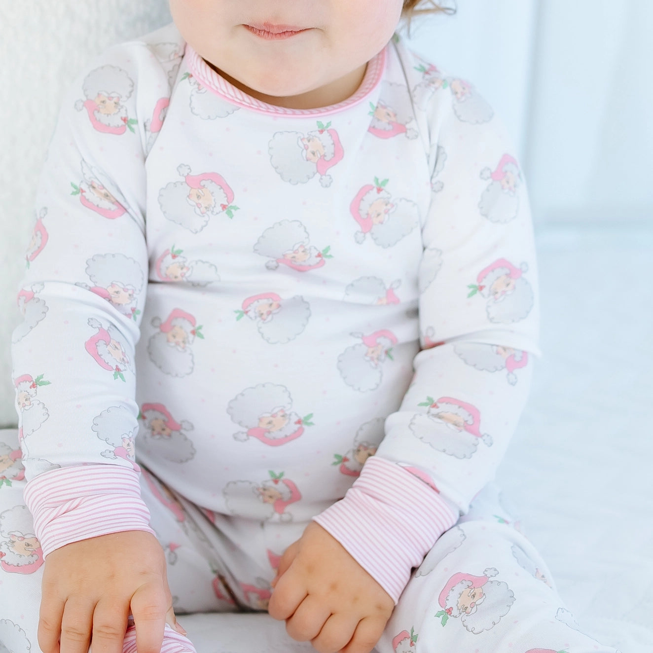 Santa Baby 2 Piece Long Pajamas - Pink