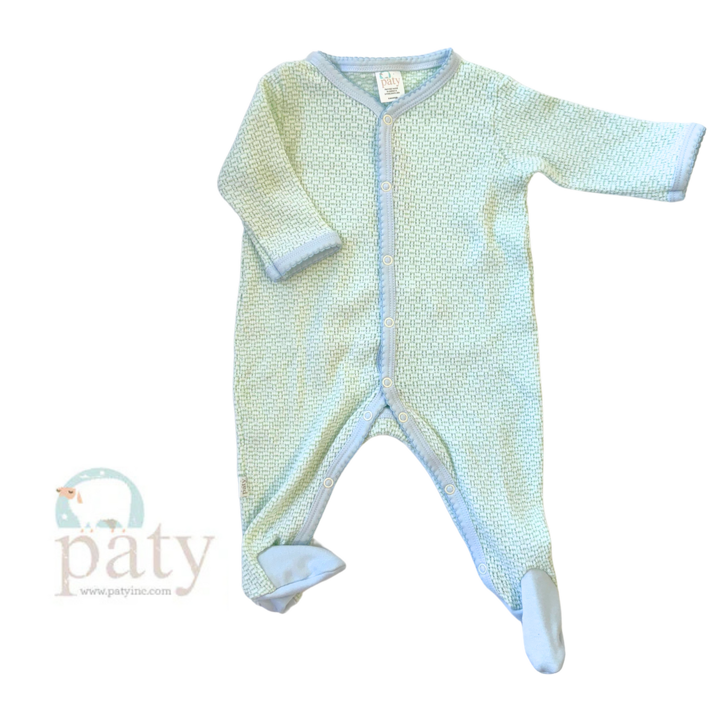 Footie w/ Drop Seat in Mint/Blue