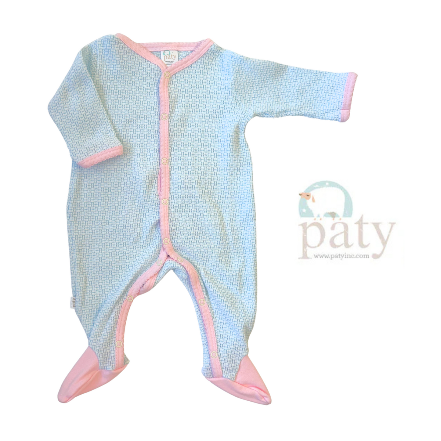 Footie w/ Drop Seat in Blue/Pink