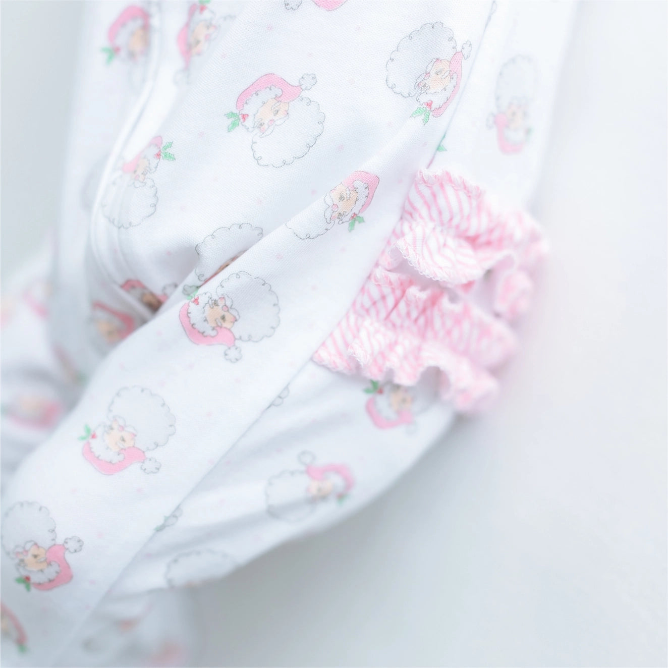 Santa Baby Print Zip Footie - Pink