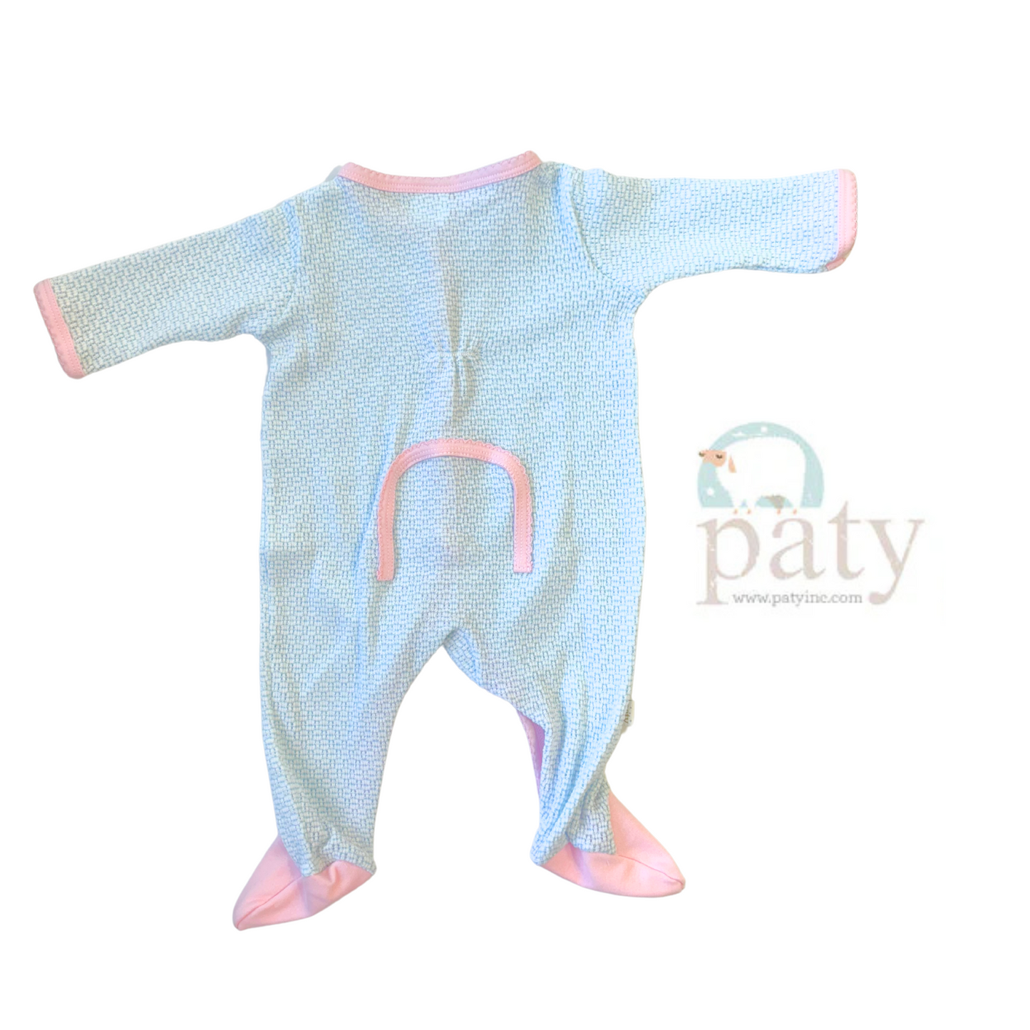 Footie w/ Drop Seat in Blue/Pink