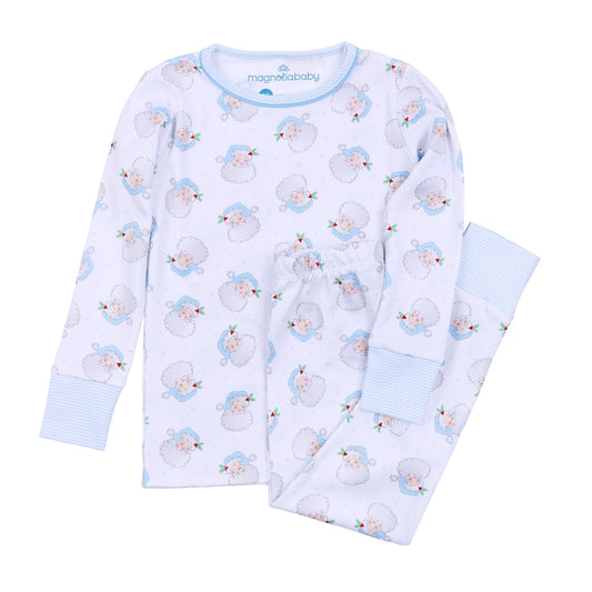 Santa Baby 2 Piece Long Pajamas - Light Blue