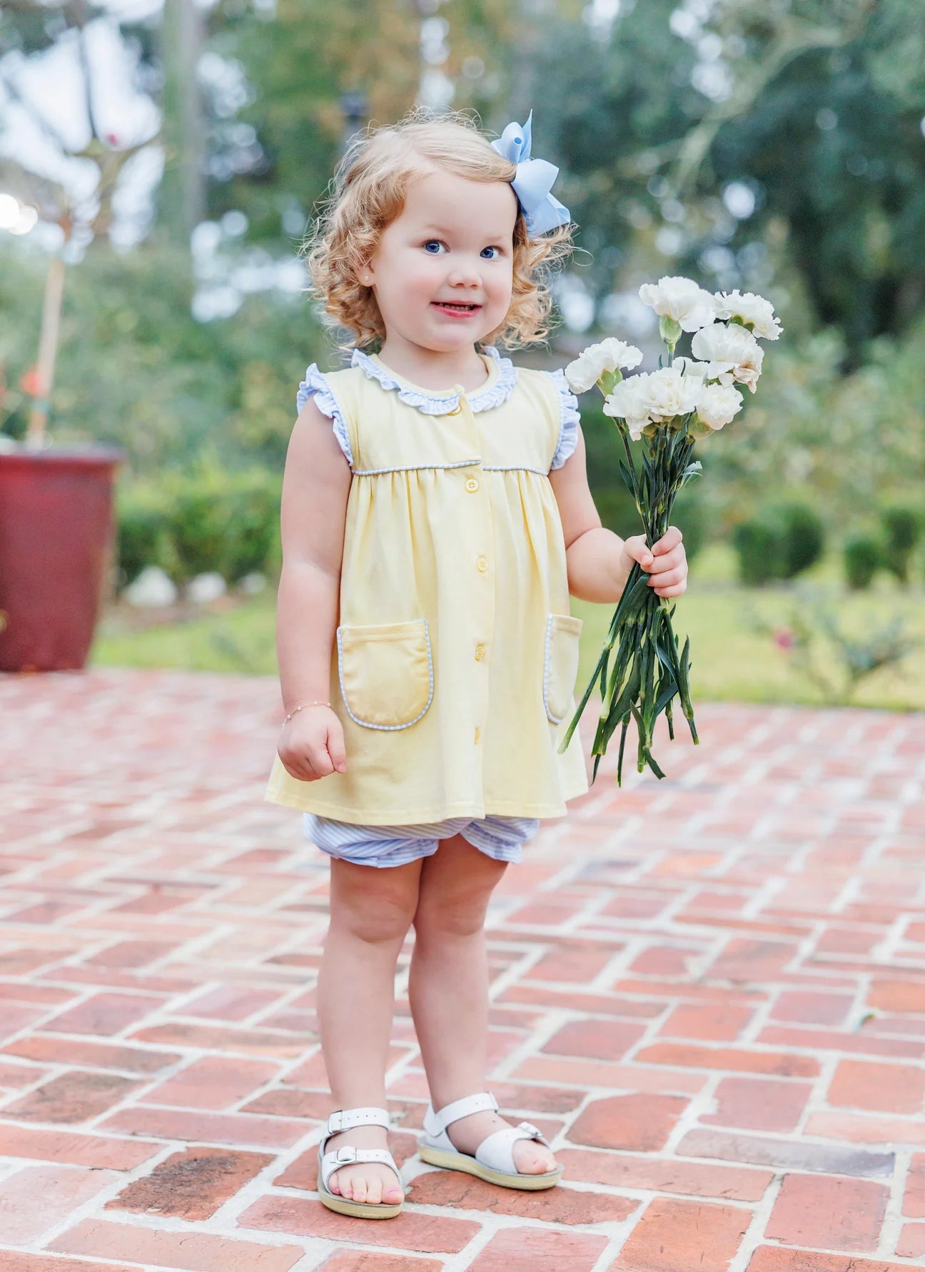 Harper Bloomer Set - Yellow/Blue Stripe