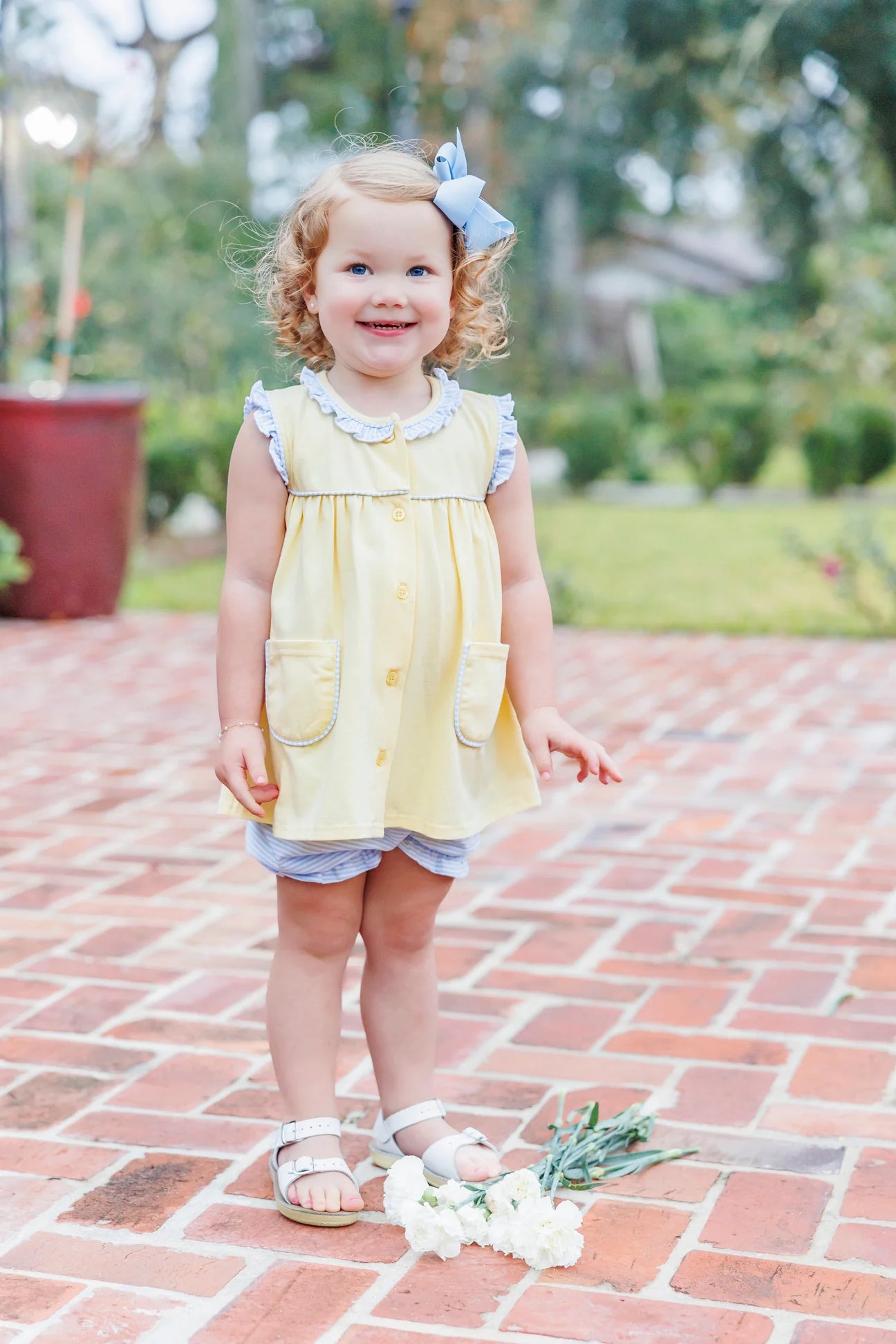 Harper Bloomer Set - Yellow/Blue Stripe