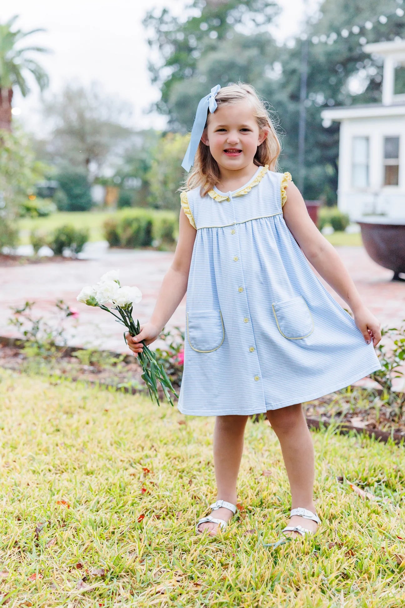 Harper Dress - Blue Stripe/Yellow