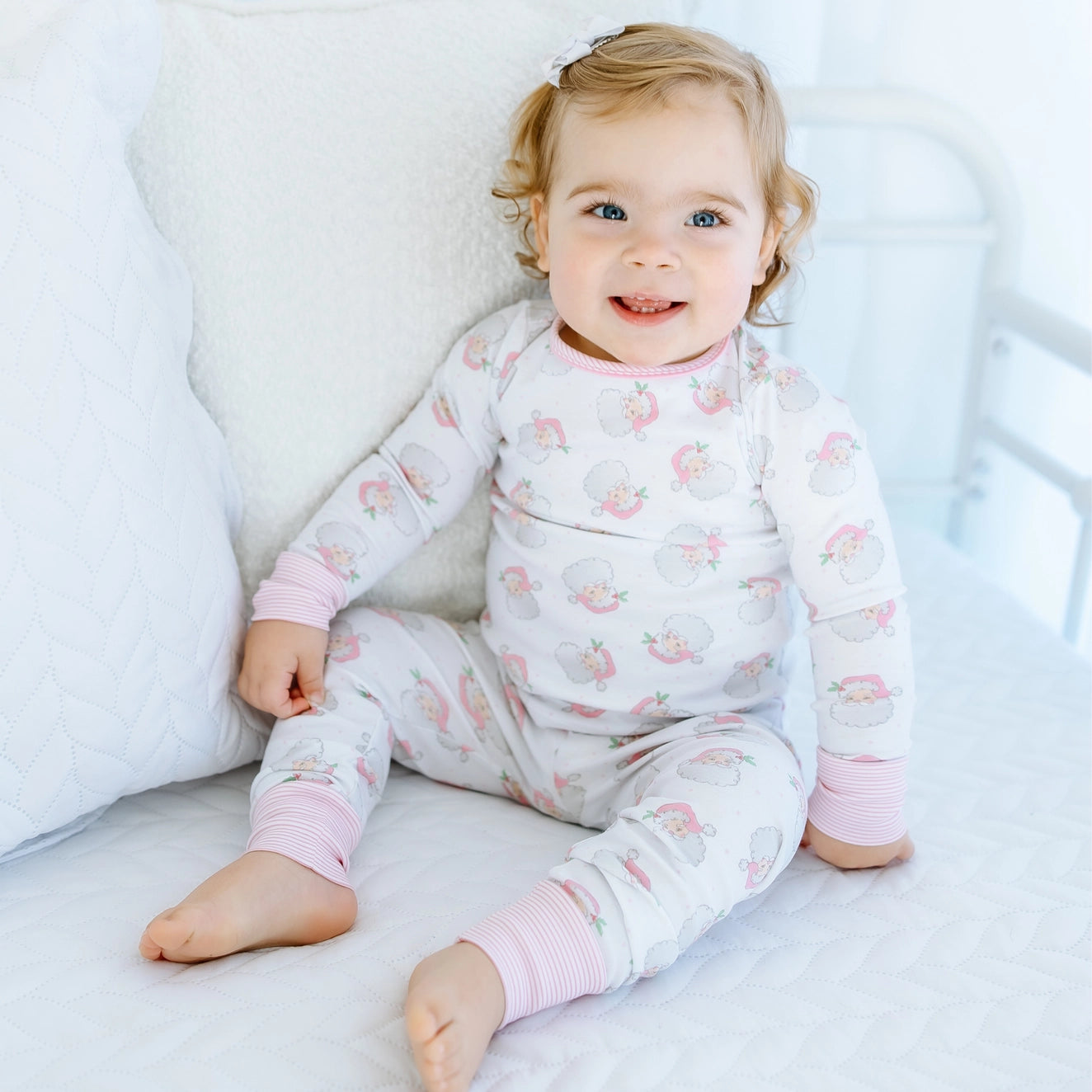 Santa Baby 2 Piece Long Pajamas - Pink