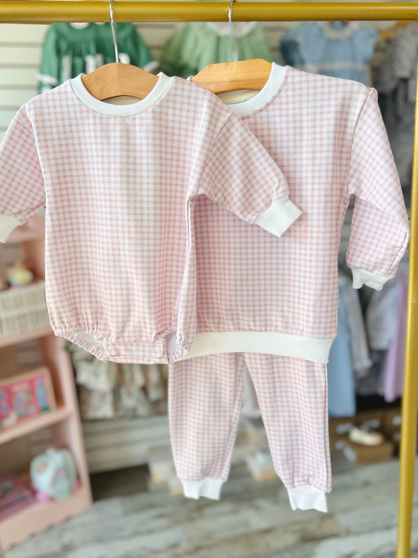 Pink Gingham Jogger Set