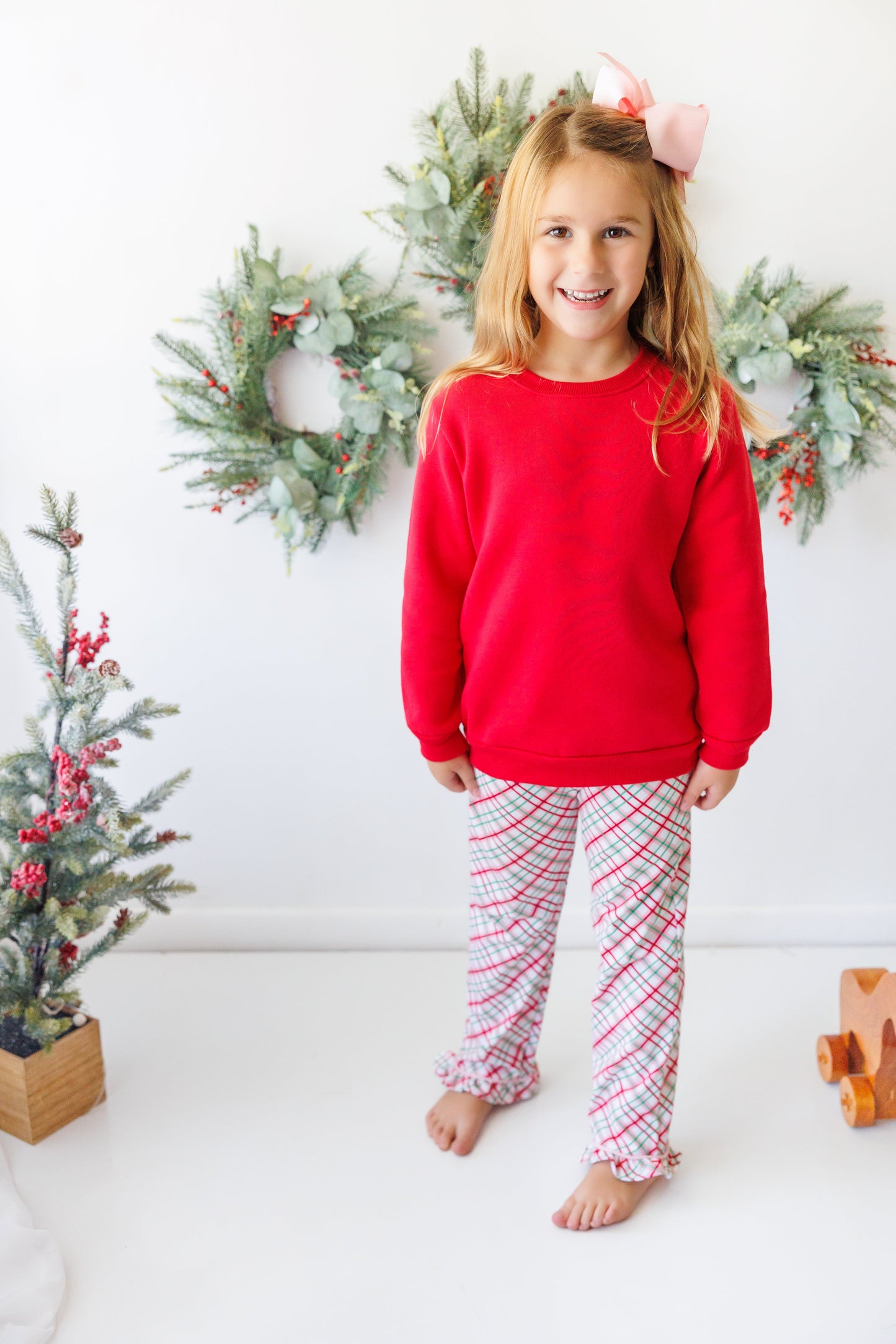 Pink Merry & Bright Christmas Plaid Pant