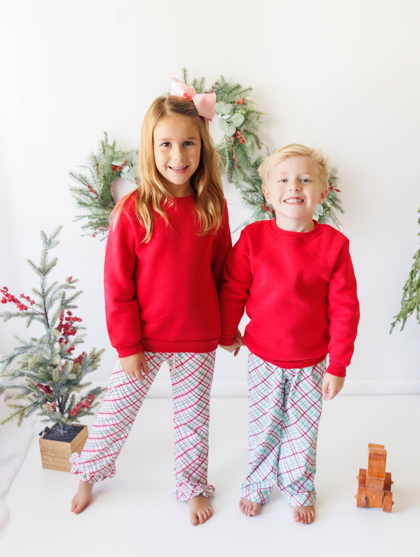 Pink Merry & Bright Christmas Plaid Pant