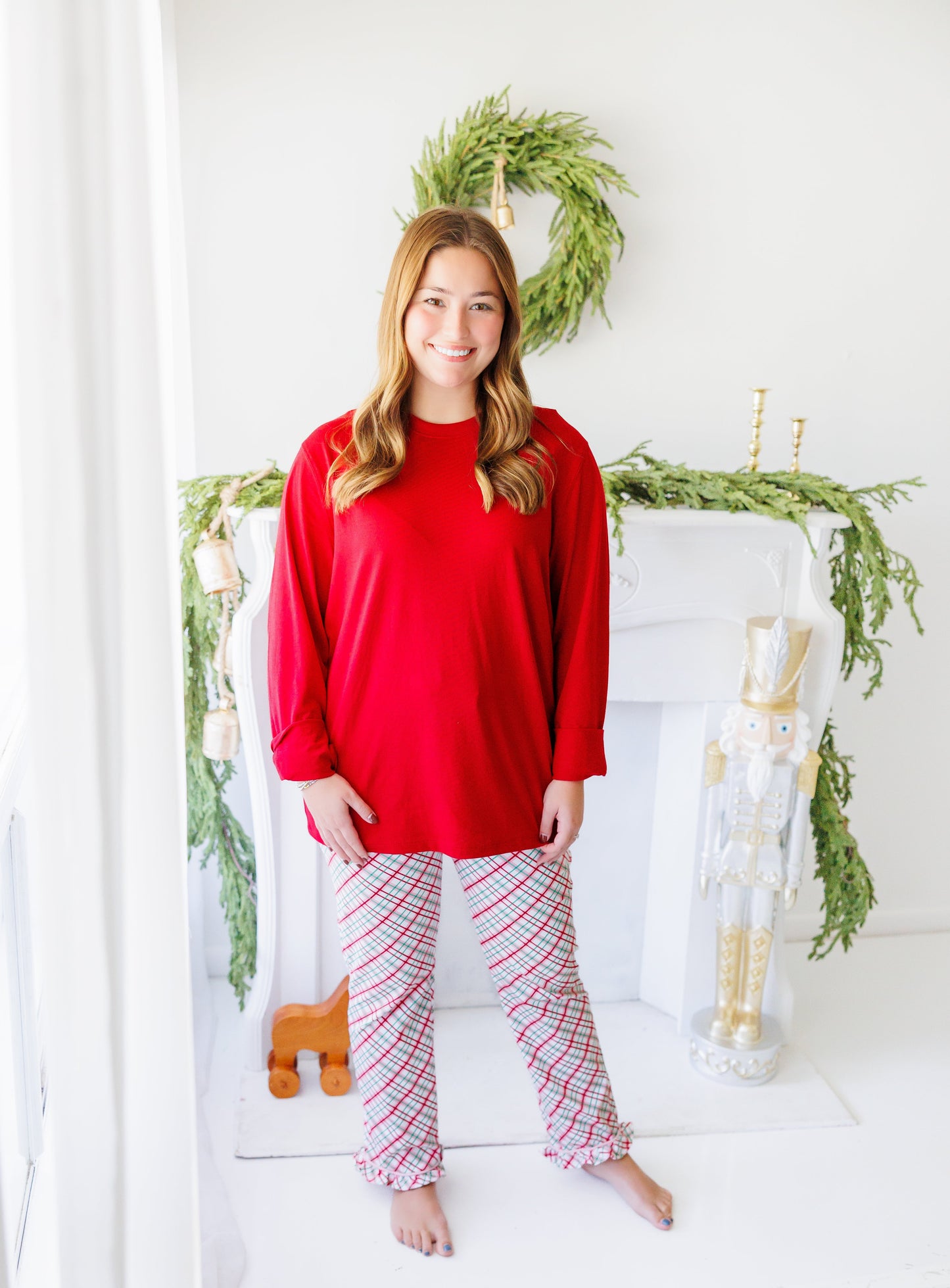 Pink Merry & Bright Christmas Plaid Pant