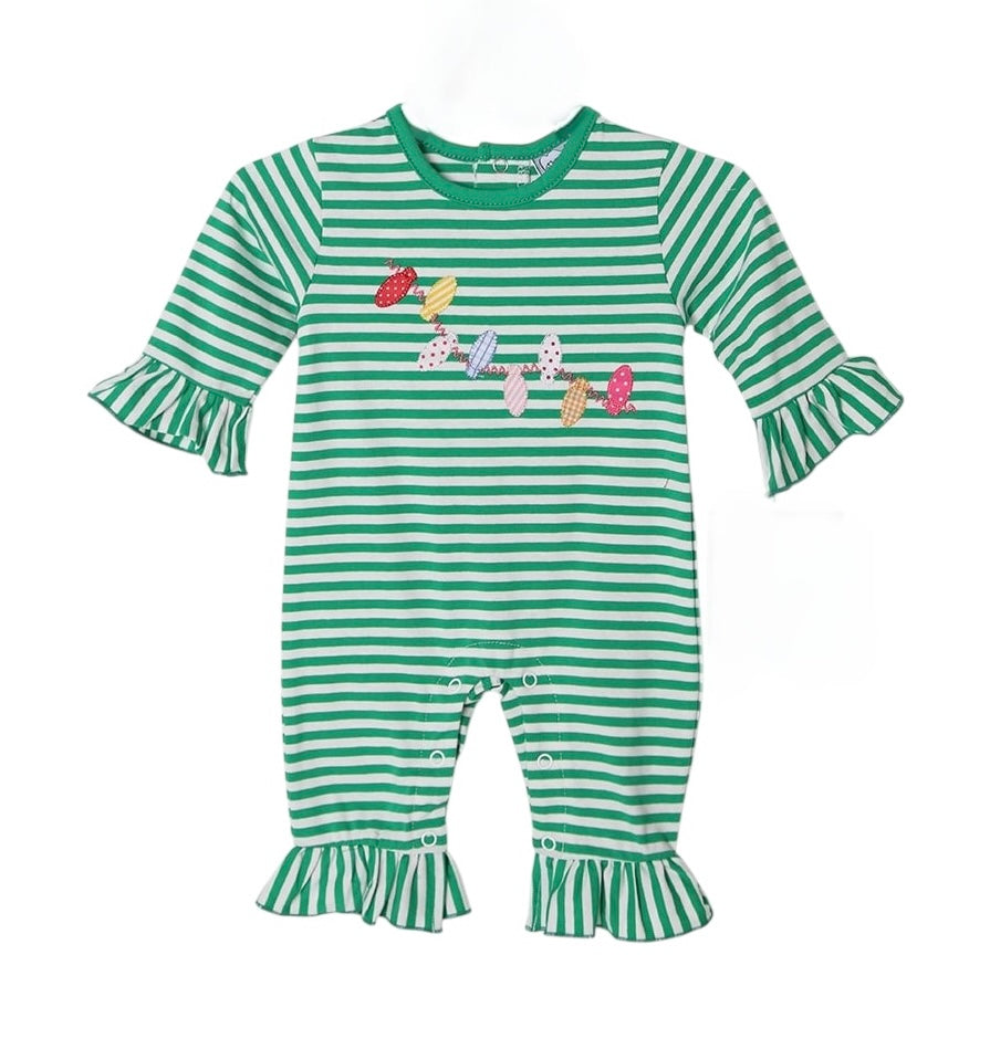 Girls Christmas Lights Romper