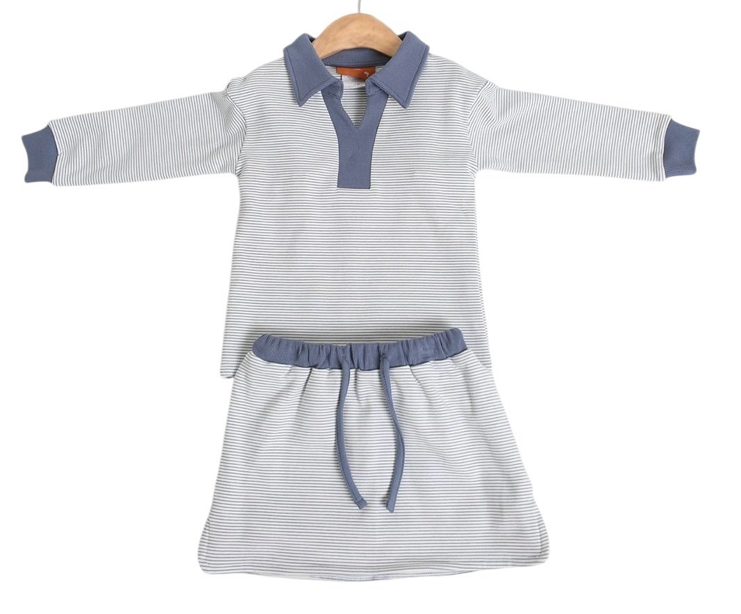 Isabelle Skort Set - Blue Stripe