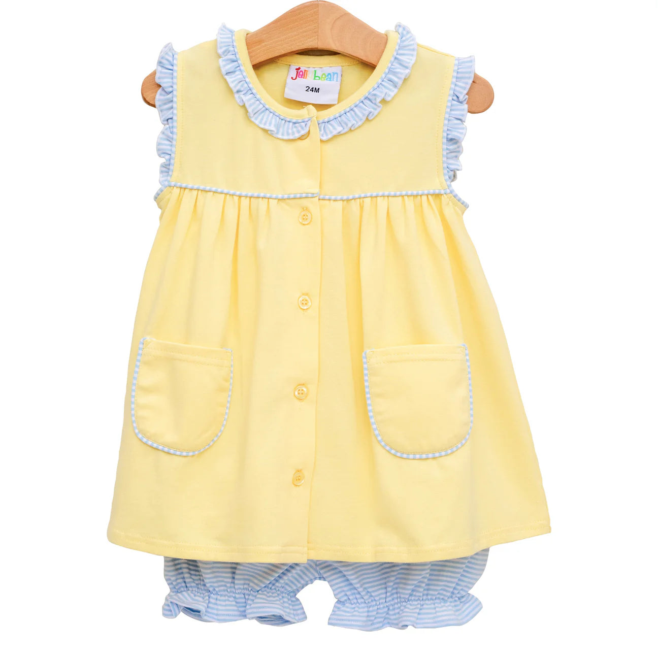 Harper Bloomer Set - Yellow/Blue Stripe