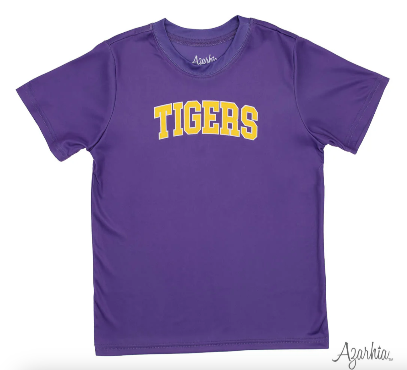 Tigers Arch in Gold on Purple Drifit Shirt