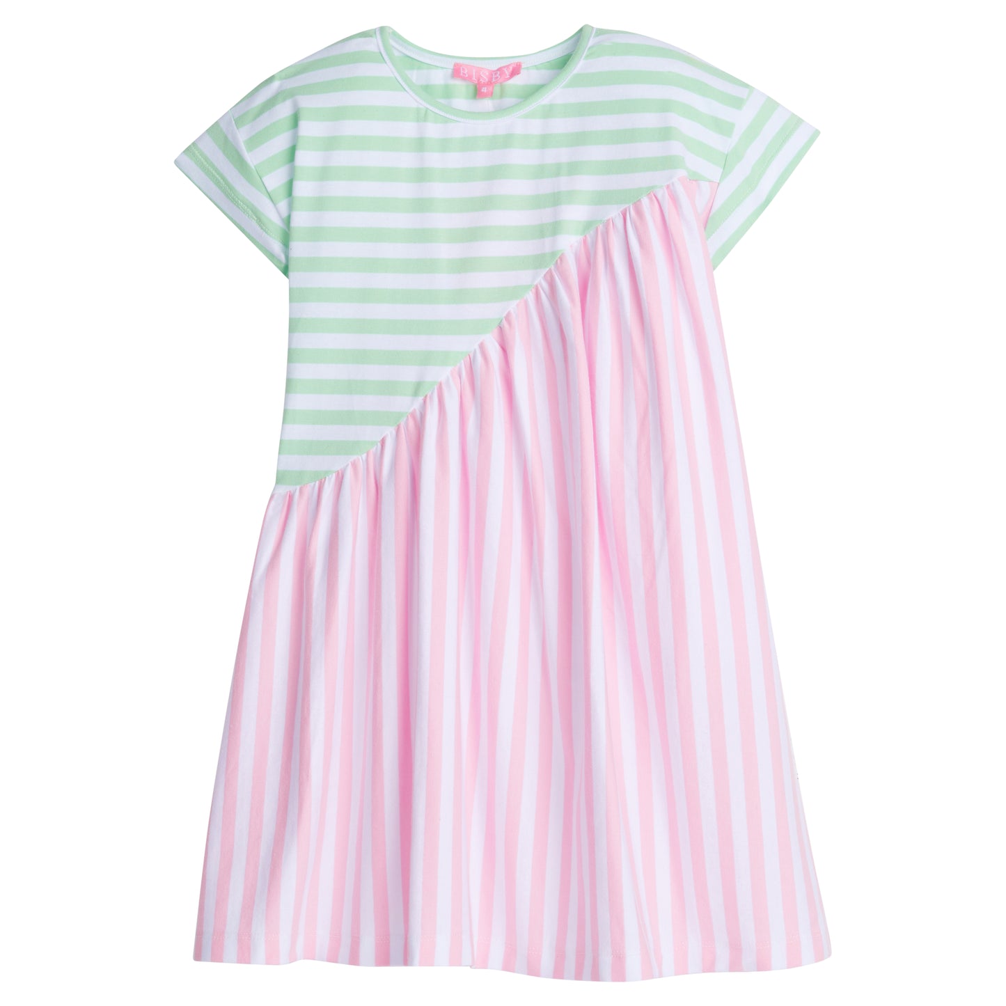 Swoop Dress - Pink/Green Stripe