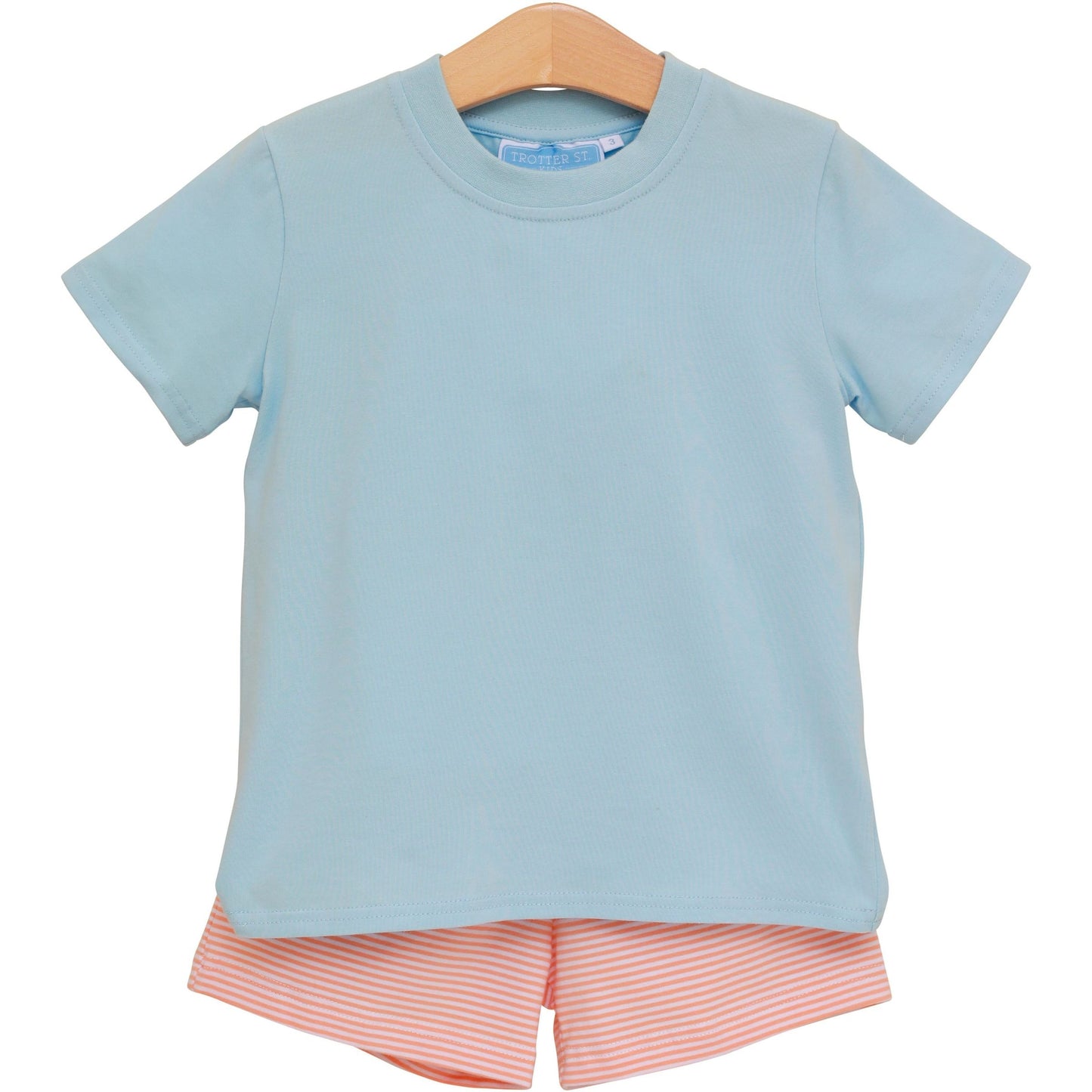 Shepherd Short Set- Coral Stripe/Light Blue