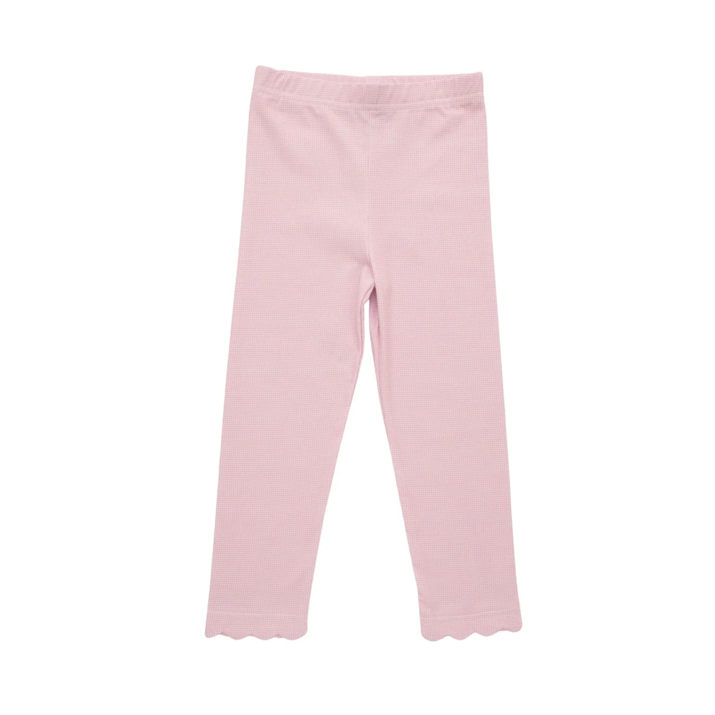 Scalloped Leggings- Light Pink Microgingham