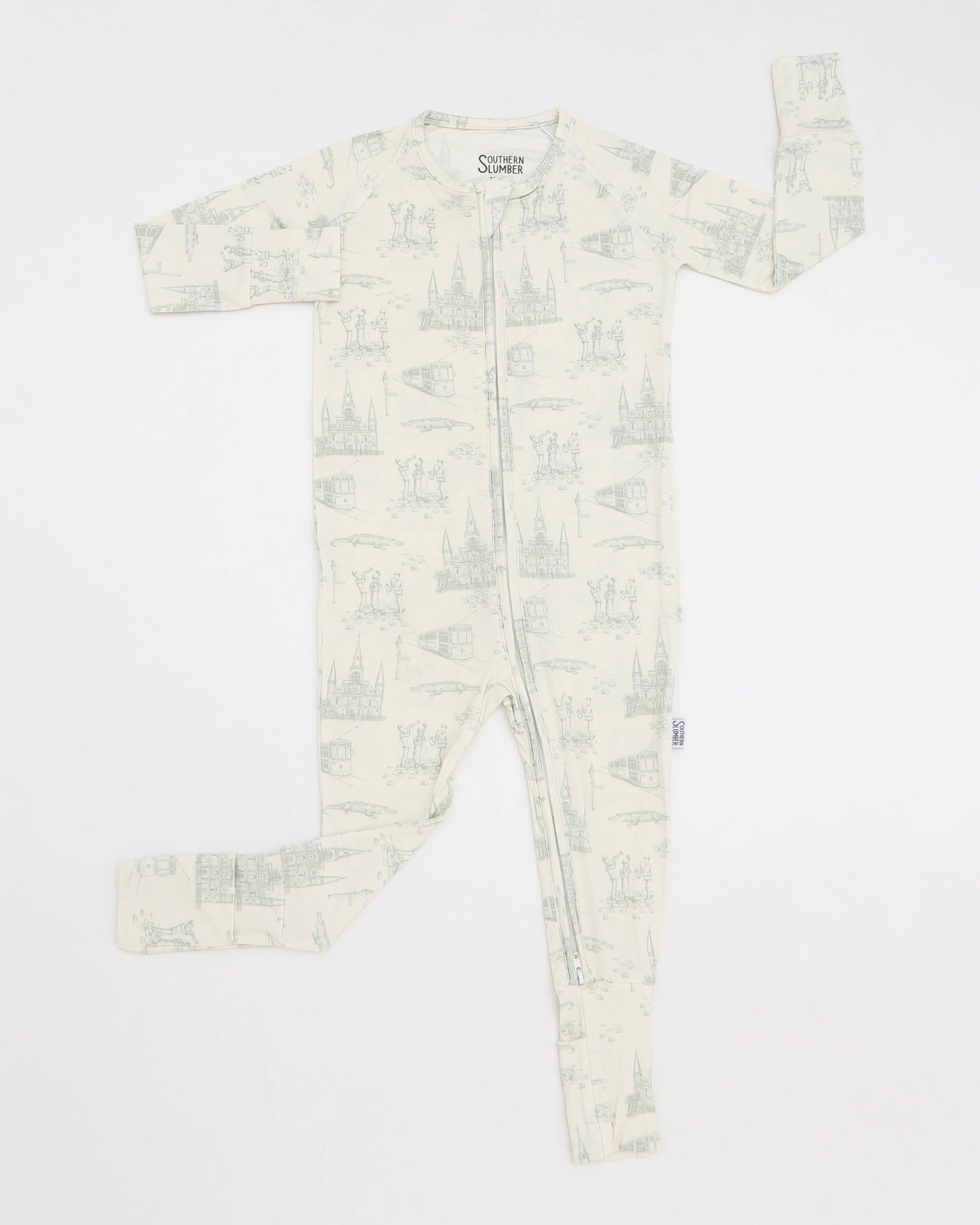 Sage Toile Double Zipper Bamboo Sleeper