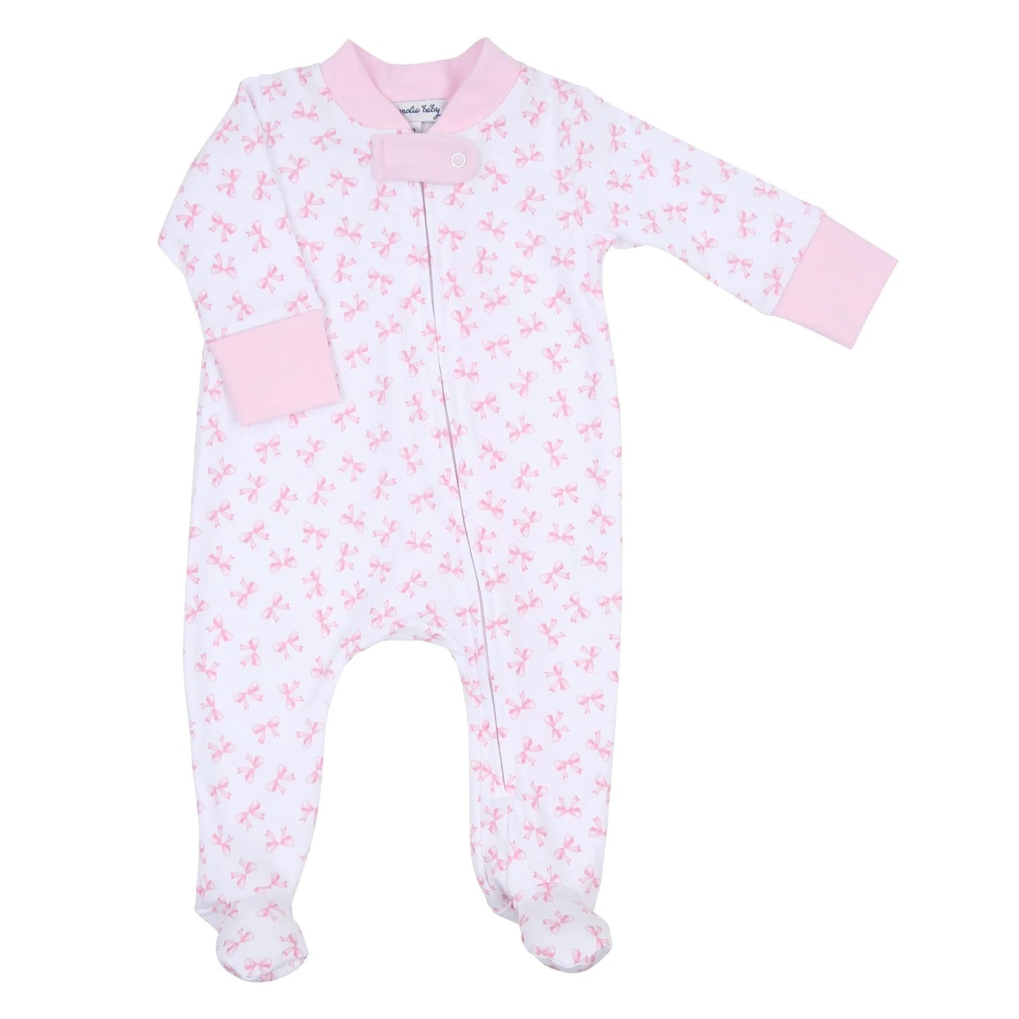 Baby Bows Zipper Footie