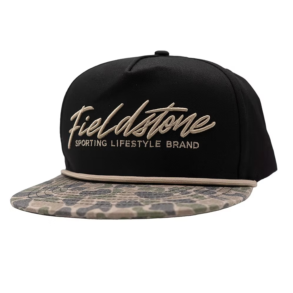 Adult Fieldstone Black w/ Camo Bill Script Logo