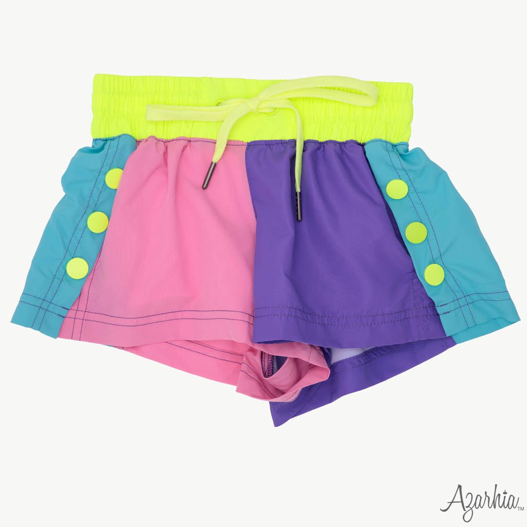 Purple Neon Color Block Short