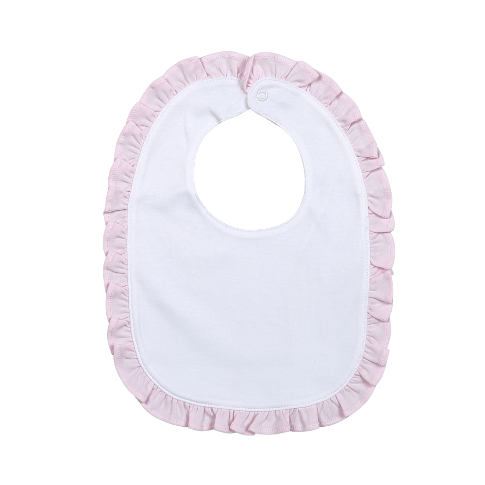 Lily White and Pink Ruffles Bib