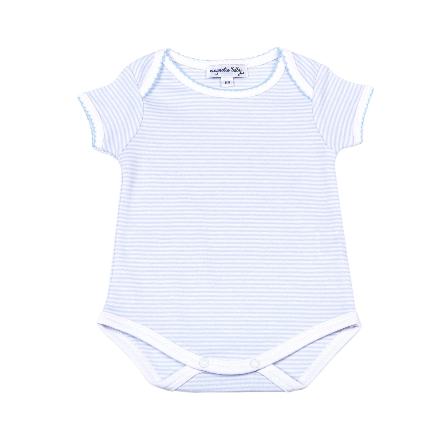 Mini Stripes Short Sleeve Bodysuit - Light Blue