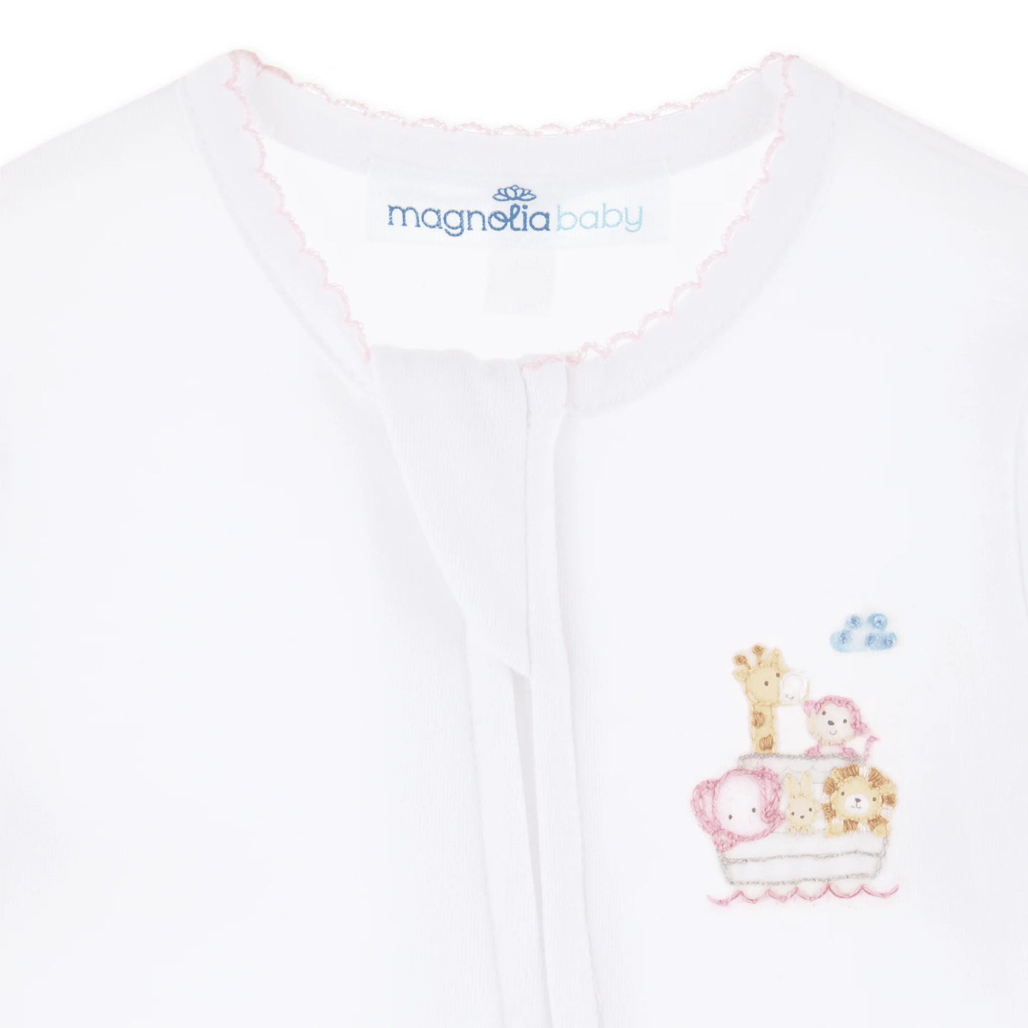 Noah's Ark Zip Footie - Pink