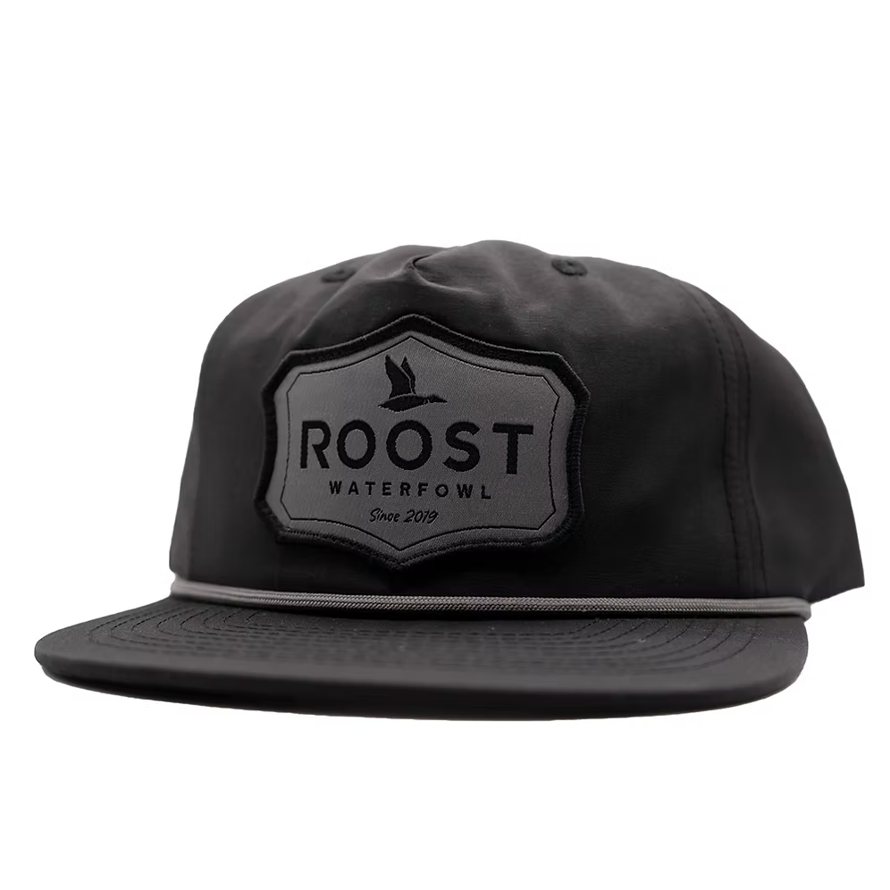 Adult Roost Black w/ Grey Patch Rope Hat