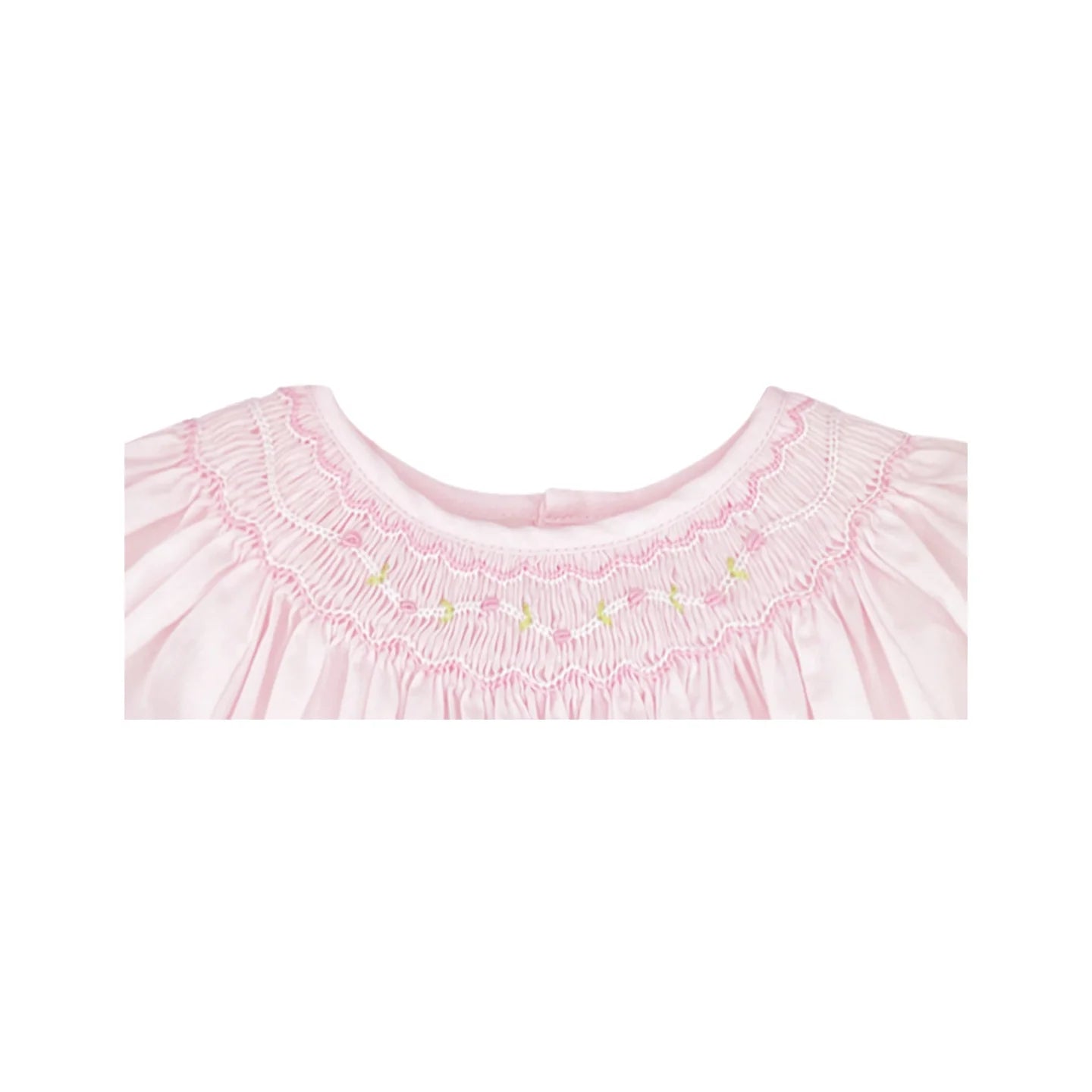 Pink Smocked Daygown w/ Voile Insert and Bonnet