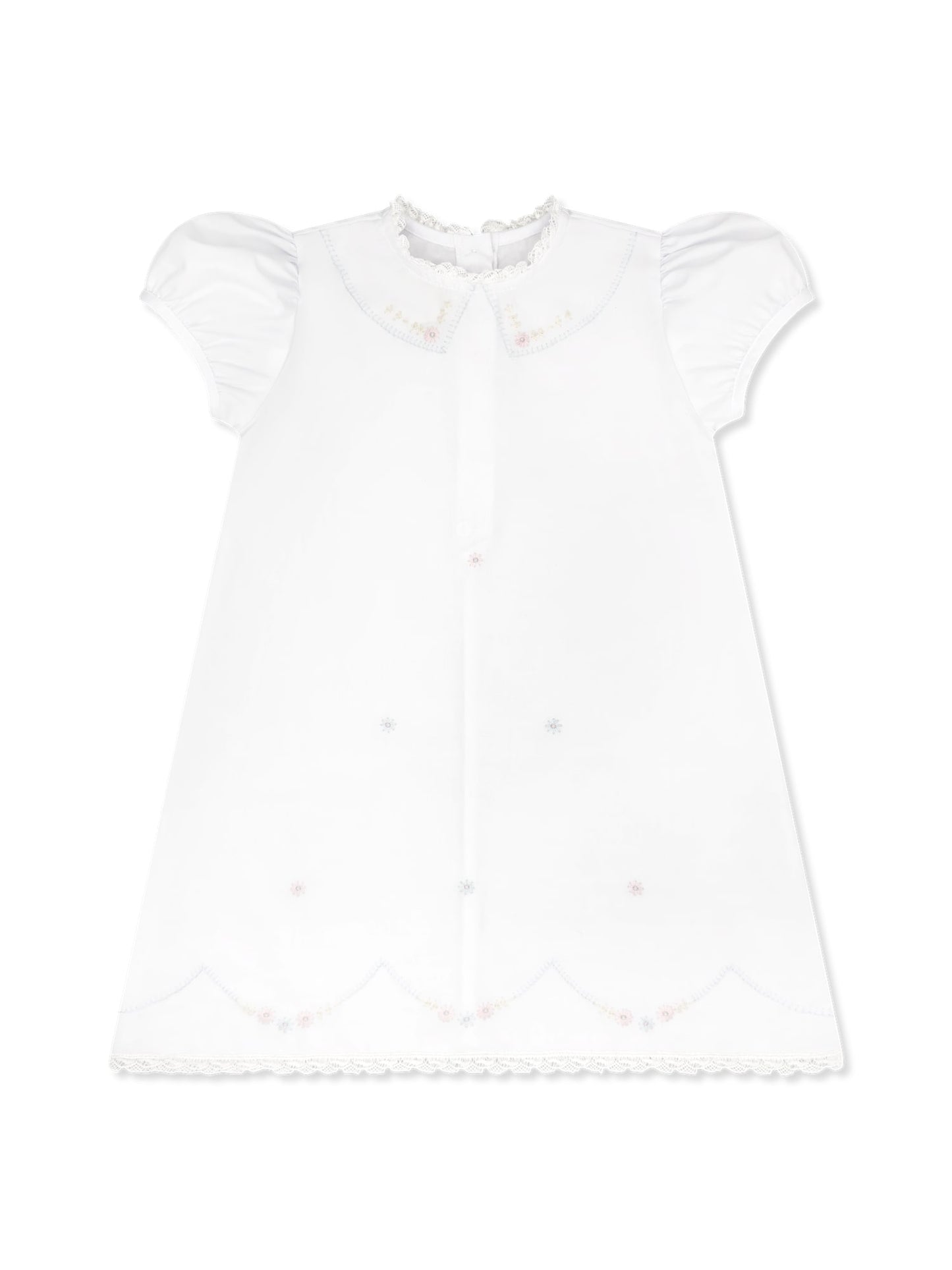 Ashtyn Dress - Blessings White w/ Floral Embroidered Knots