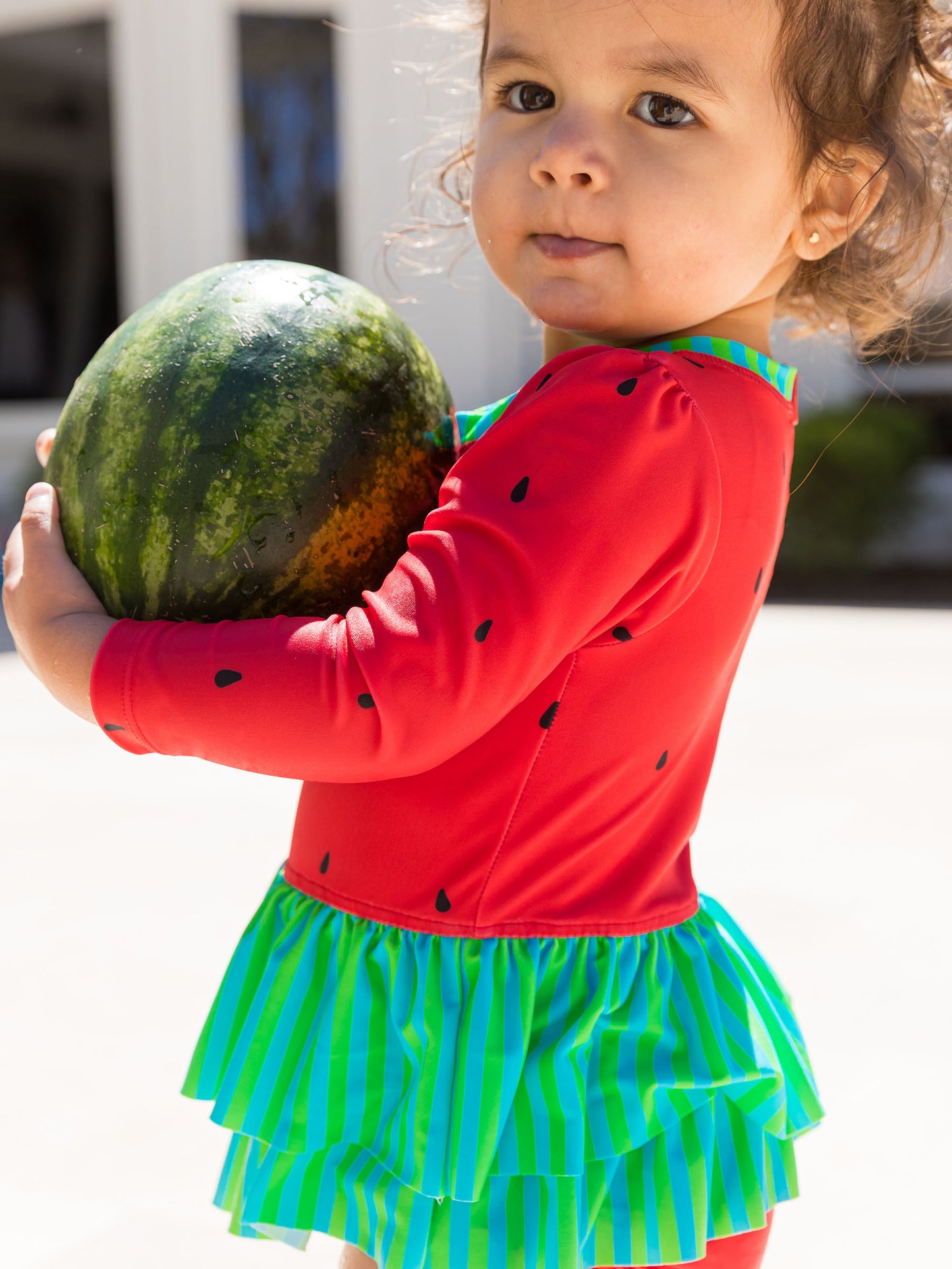 Long Sleeve One Piece Rash Guard - Watermelon