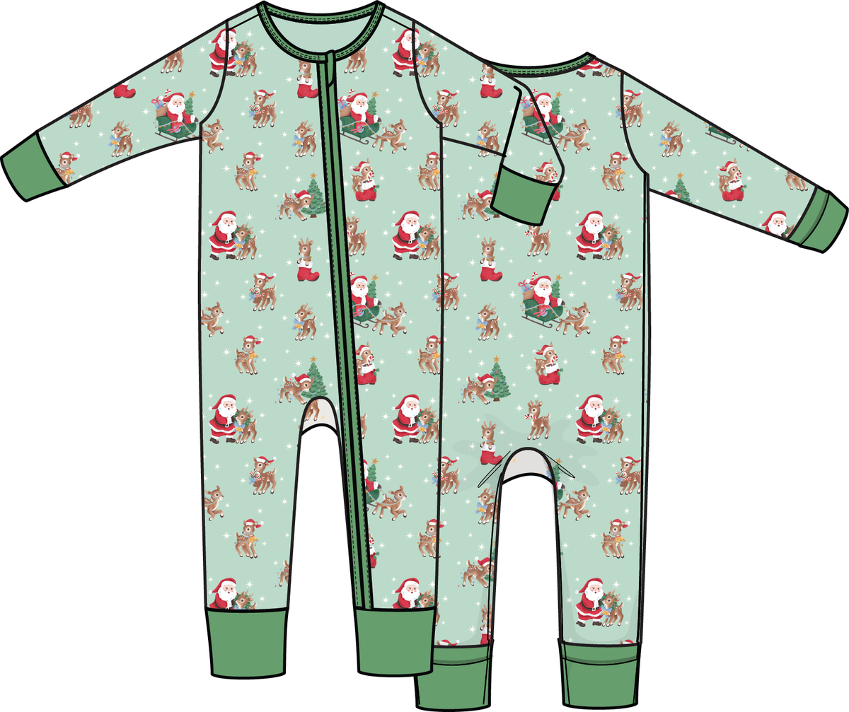 Vintage Reindeer & Santa - Zipper Sleeper