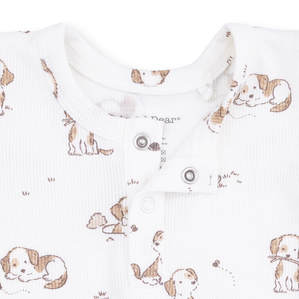 Explorer Puppy Blue - Long Sleeve Henley Pant Set